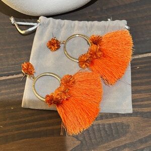 Vibrant Orange Tassel Earrings